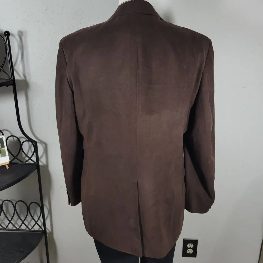 Lauren Ralph Lauren Men's Sport Coat Blazer Two Button Brown Suede Polyester 44L